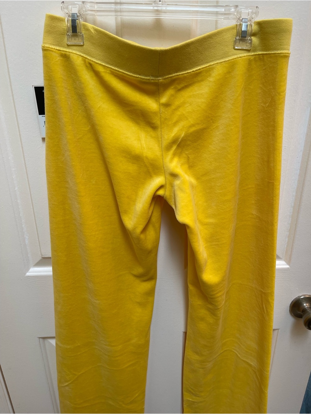 Juicy Couture Yellow Velour Straight Leg Pants with Black Scroll Logo - Picture 3 of 5